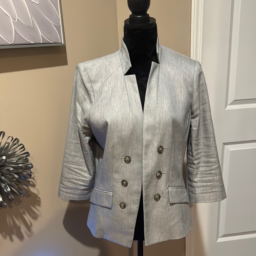 White House Black Market Gray Blazer with Structured Design